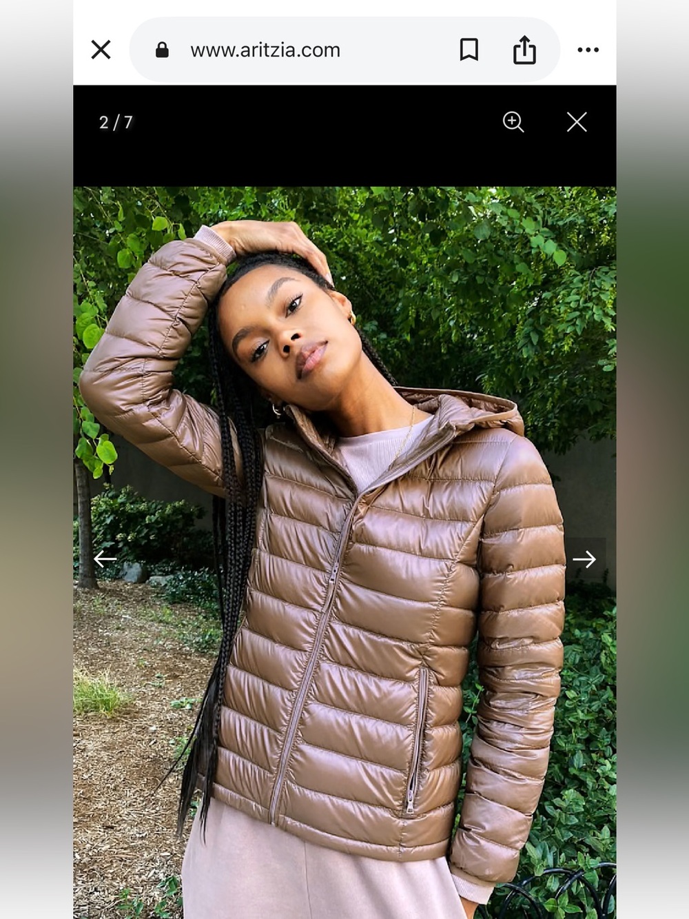 Aritzia Packable puffer with hood